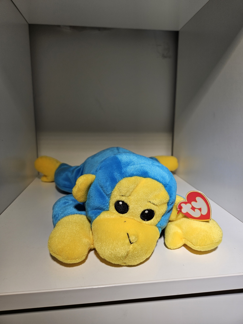 Ty Pillow Pals SWINGER the Blue Yellow Monkey Plush Stuffed Animal Toy
